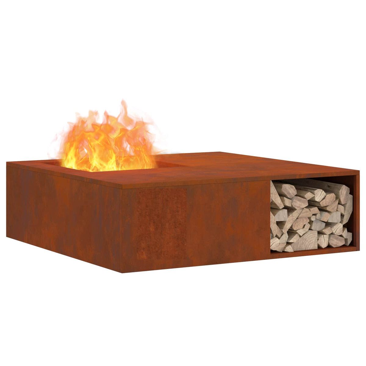 Fire Pit Brown 100 x 100 x 30 cm Weathering Steel