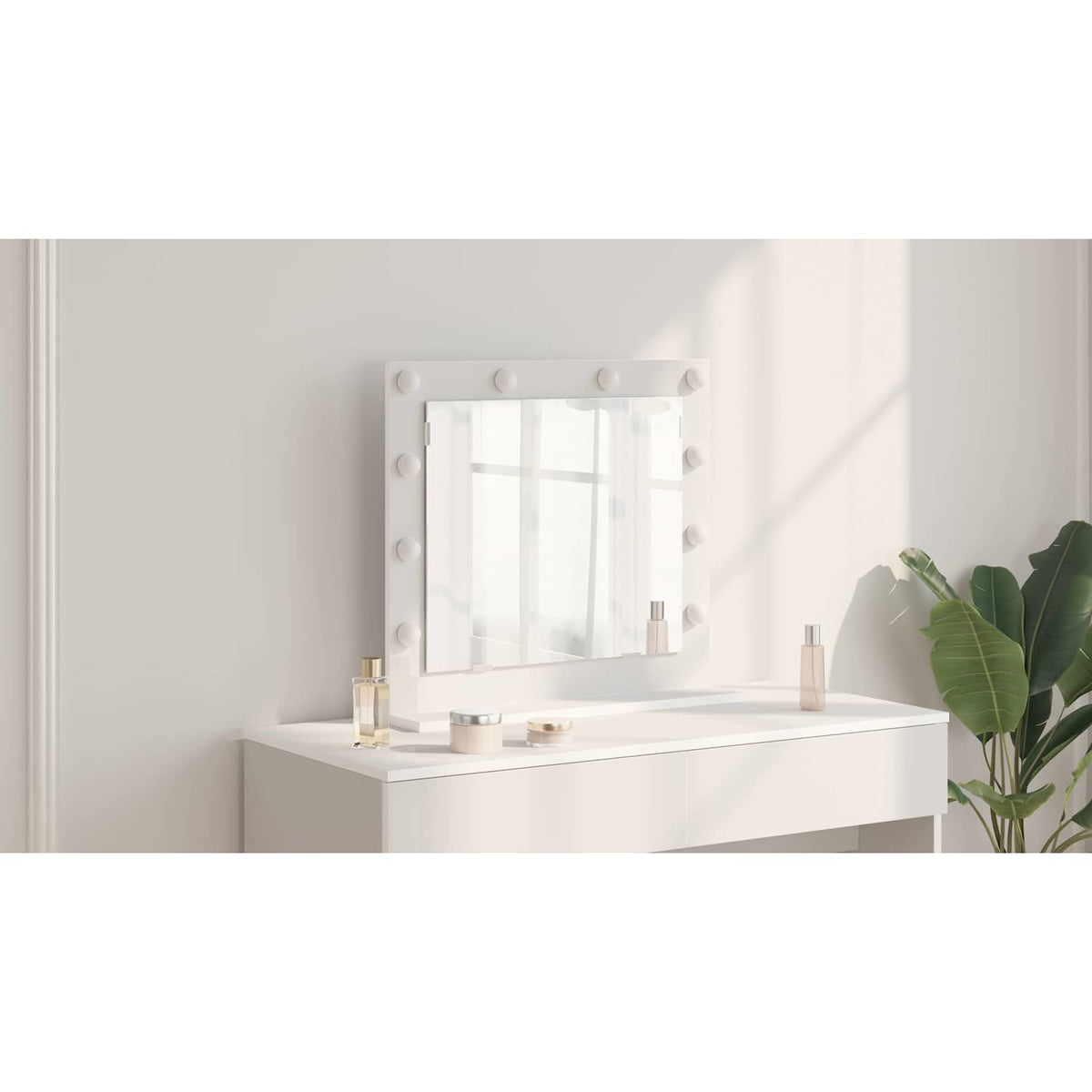 Vanity Mirror White 60 x 55 x 18 cm Glass and Engineered wood
