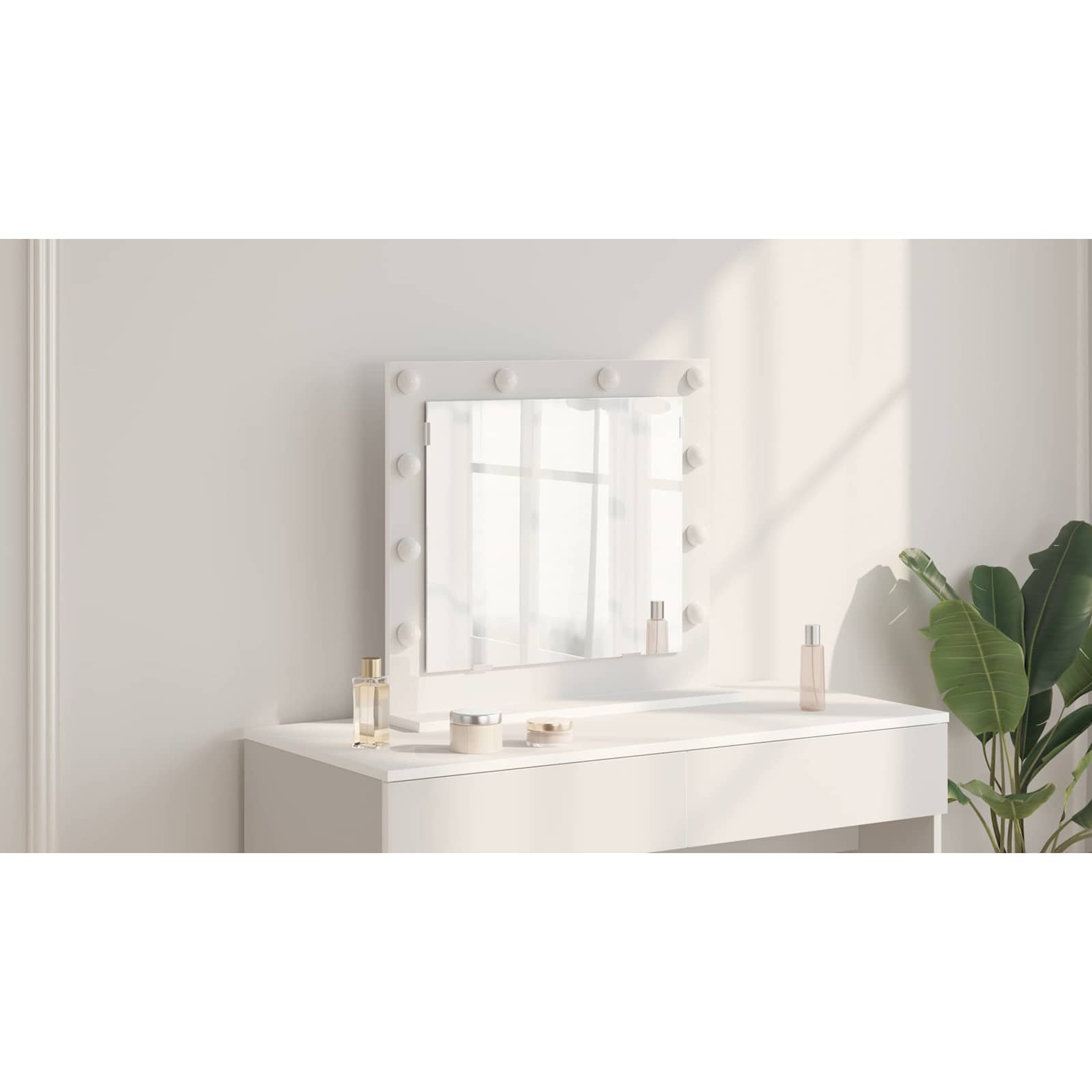 Vanity Mirror White 60 x 55 x 18 cm Glass and Engineered wood