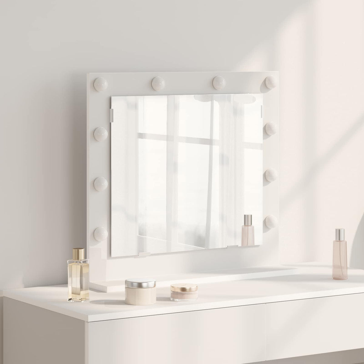 Vanity Mirror White 60 x 55 x 18 cm Glass and Engineered wood
