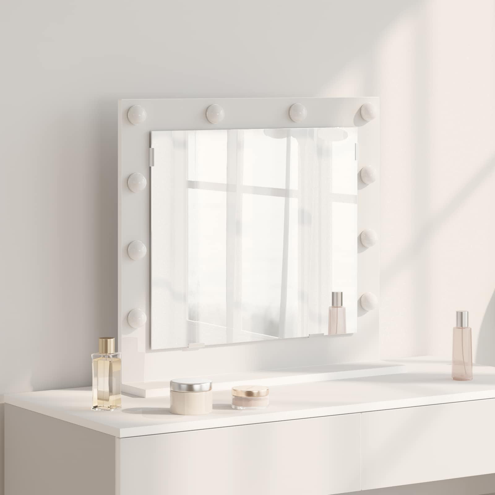 Vanity Mirror White 60 x 55 x 18 cm Glass and Engineered wood