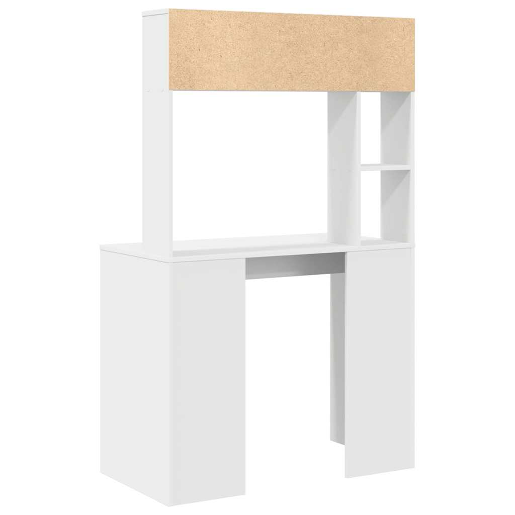 Desk with Shelf White 91 x 50 x 149 cm Engineered Wood