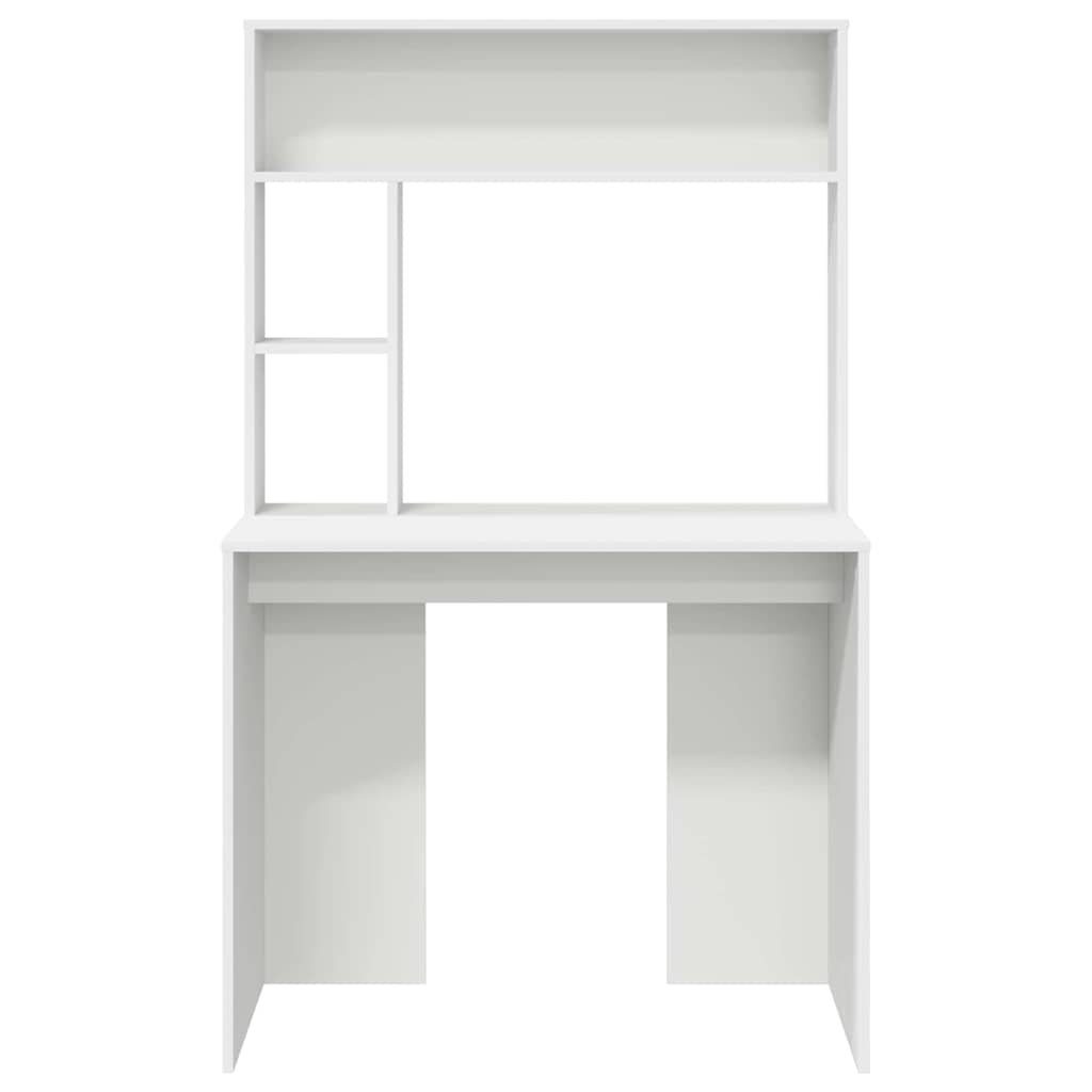 Desk with Shelf White 91 x 50 x 149 cm Engineered Wood