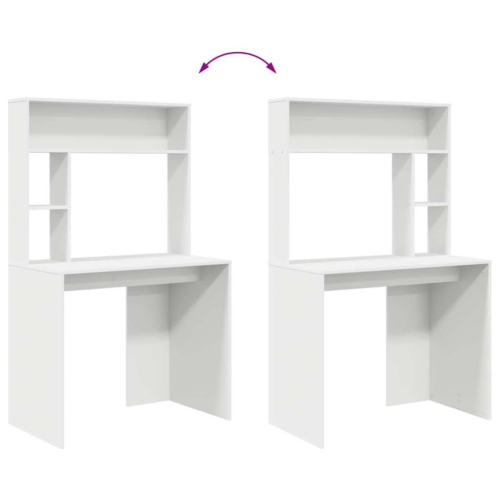 Desk with Shelf White 91 x 50 x 149 cm Engineered Wood