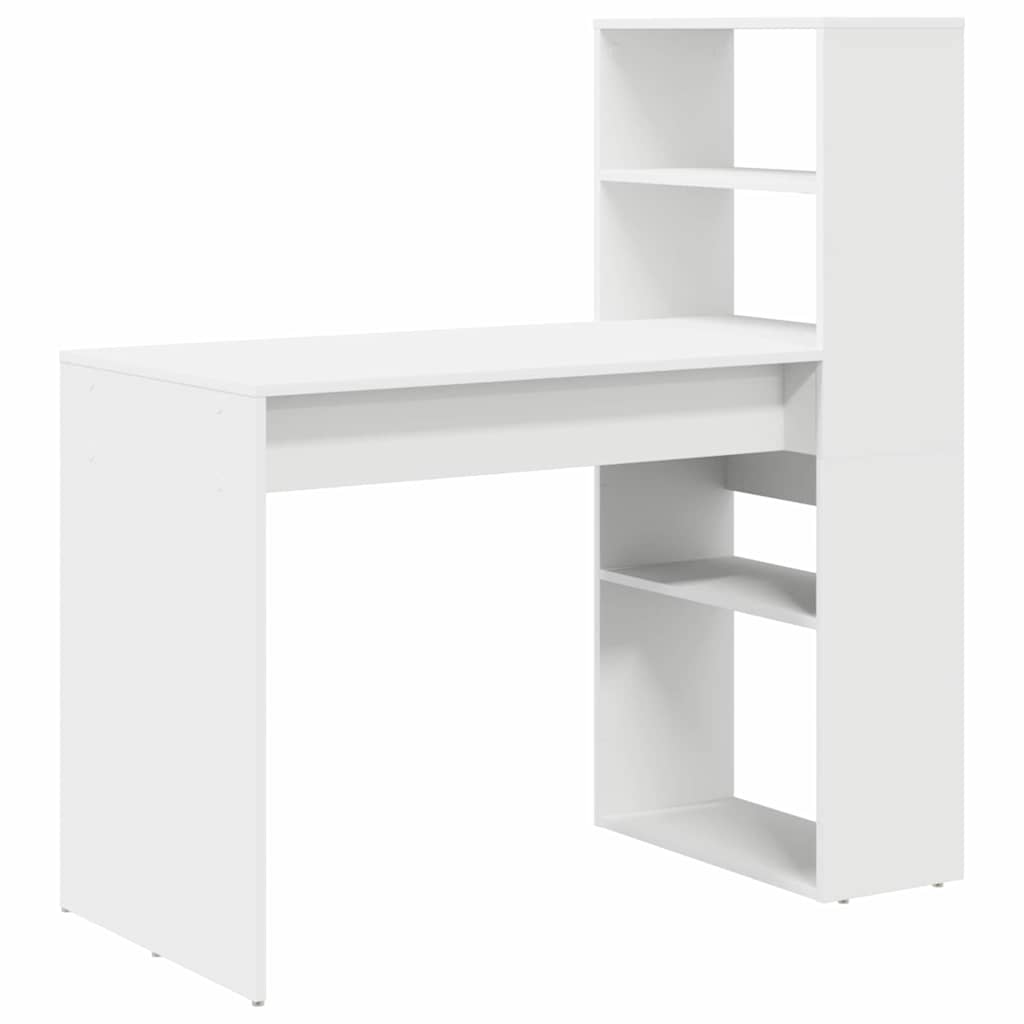 Desk with Shelf White 113 x 54 x 120 cm Engineered wood