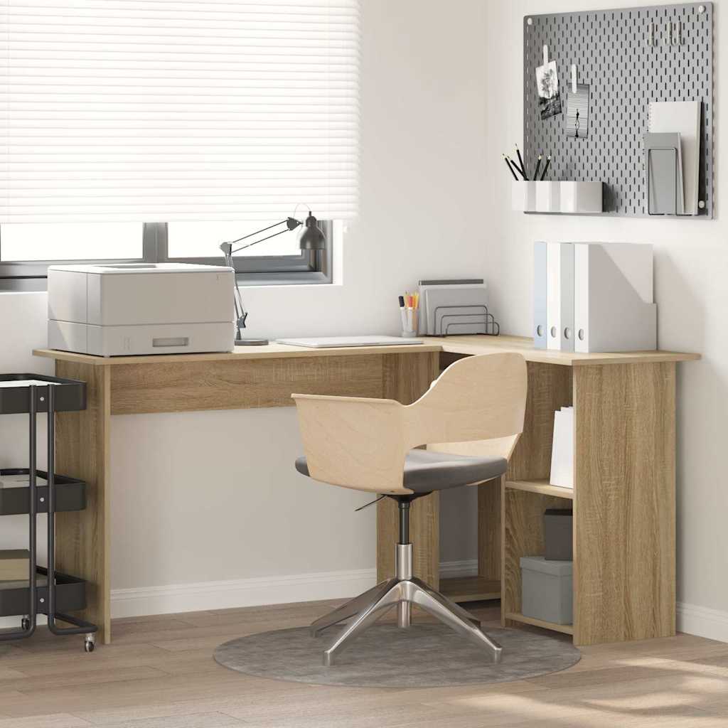 Desk with Shelf Sonoma oak 142 x 102 x 73 cm Engineered wood