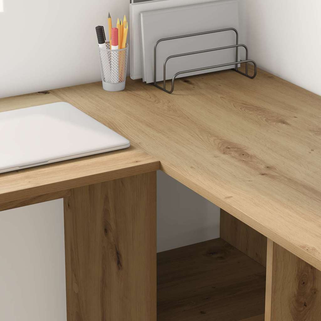 Desk with Shelf Artisan Oak 142 x 102 x 73 cm Engineered Wood