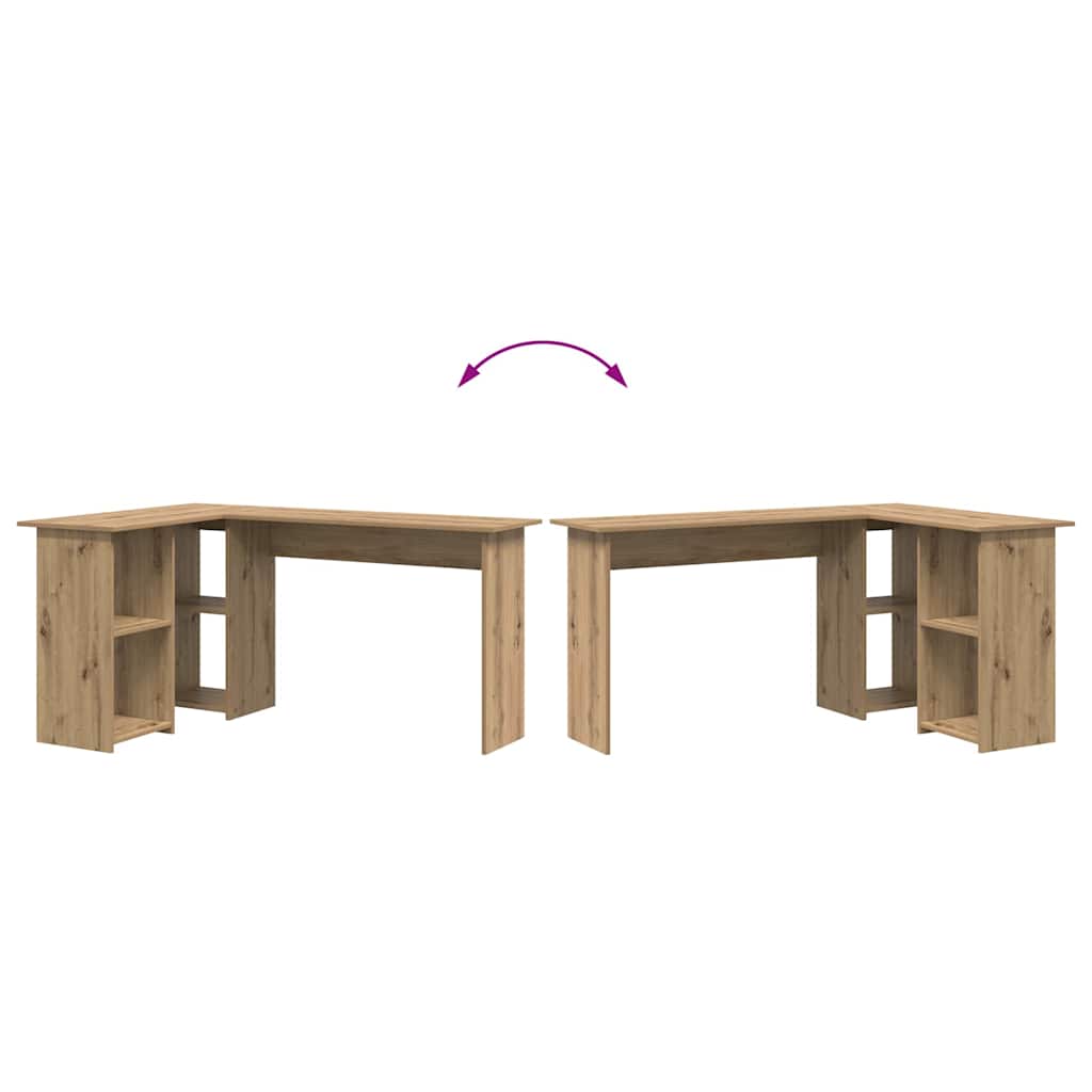 Desk with Shelf Artisan Oak 142 x 102 x 73 cm Engineered Wood