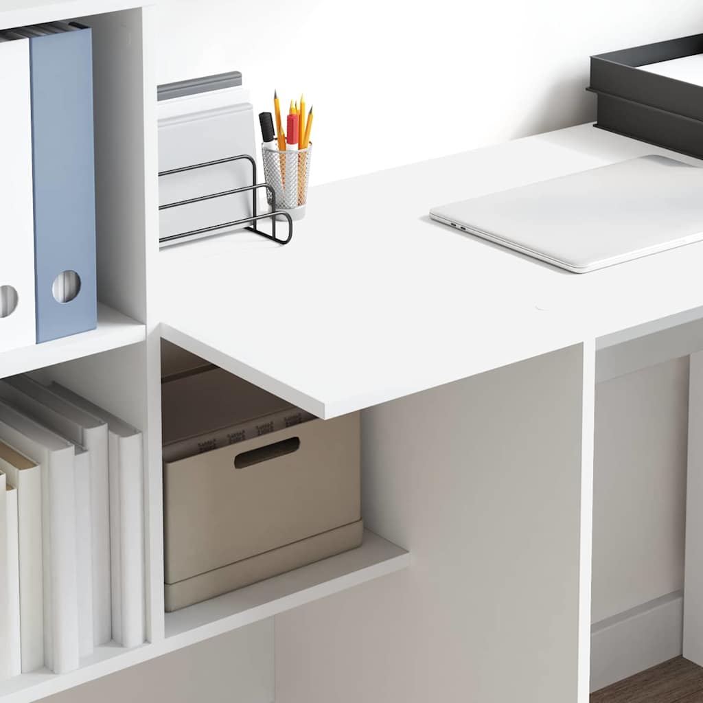 Desk with Shelf White 131,5 x 50 x 106,5 cm Engineered Wood