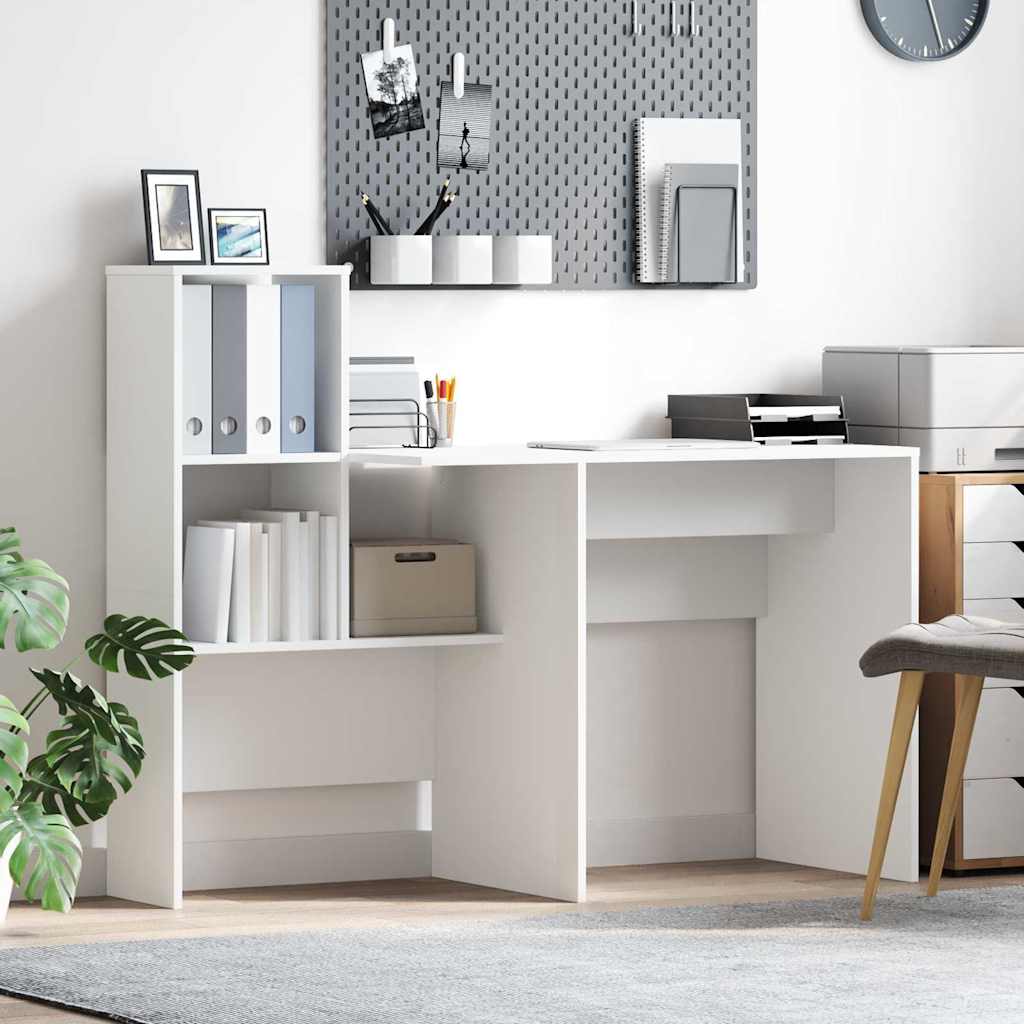 Desk with Shelf White 131,5 x 50 x 106,5 cm Engineered Wood