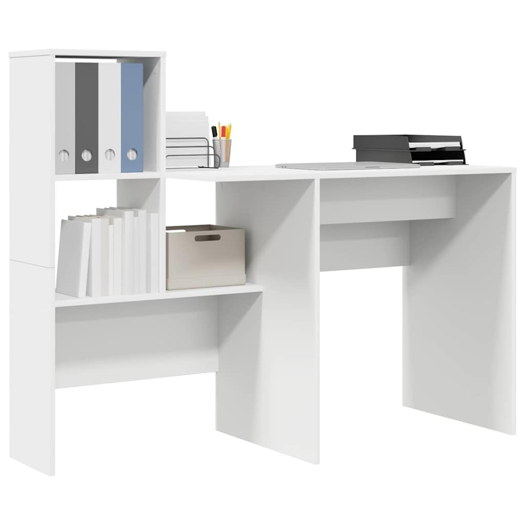 Desk with Shelf White 131,5 x 50 x 106,5 cm Engineered Wood
