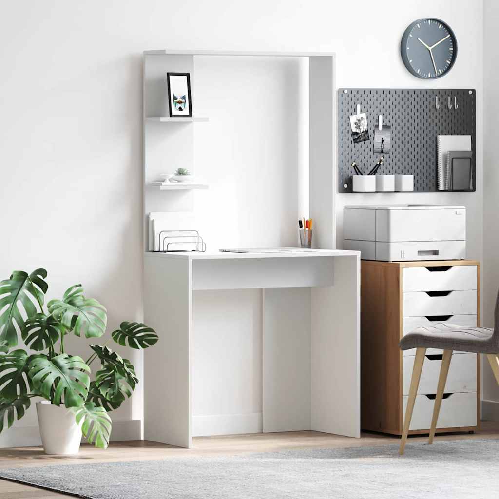 Desk with Shelf White 78,5 x 37 x 154,5 cm Engineered Wood