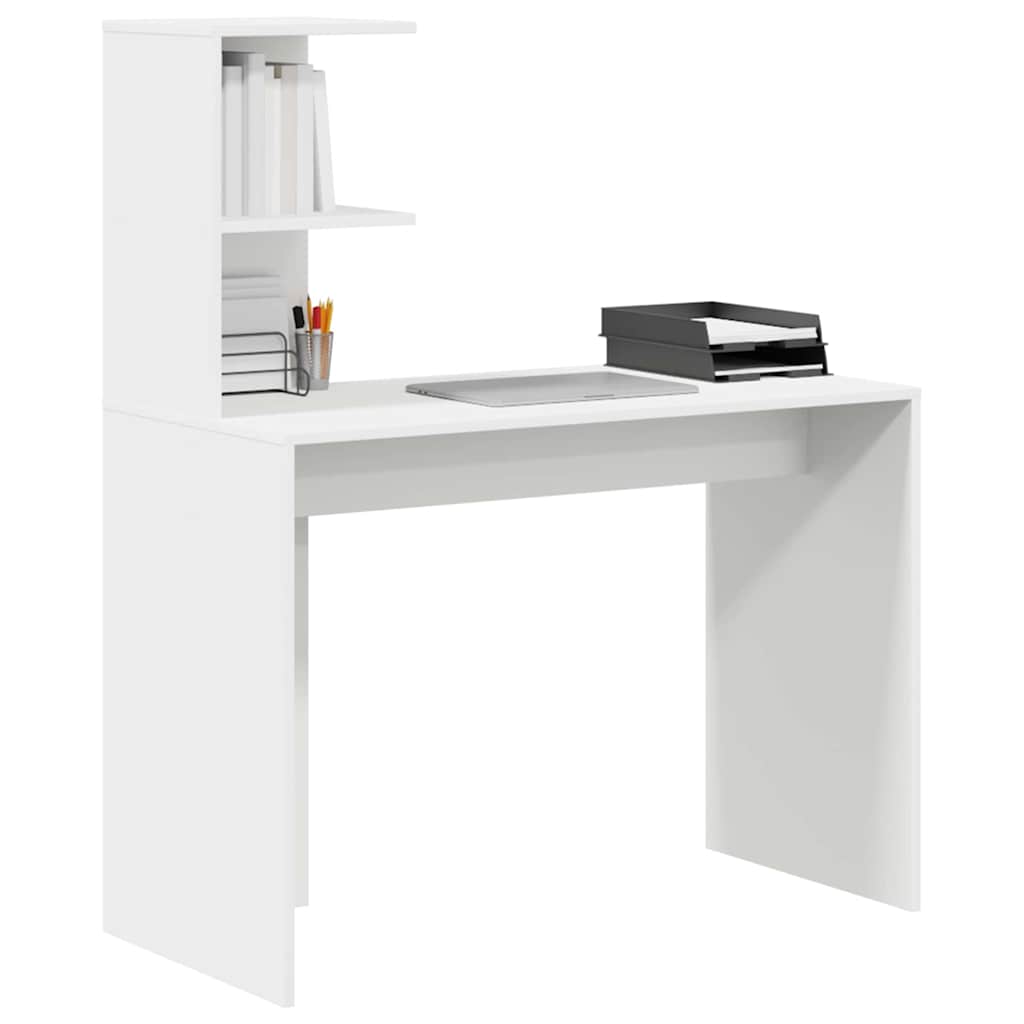 Desk with Shelf White 102 x 50 x 124 cm Engineered Wood