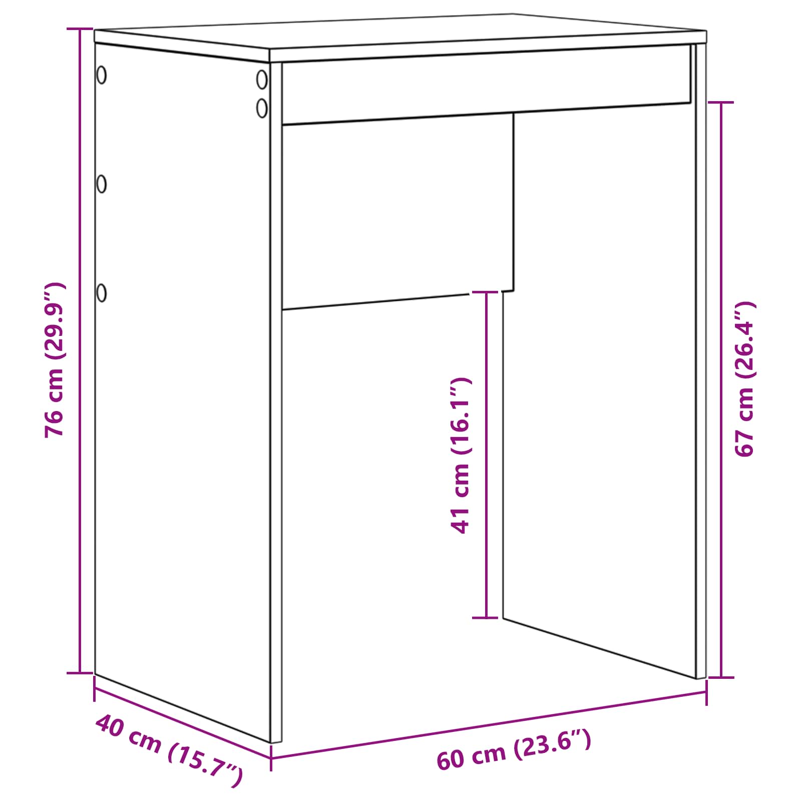 Desk White 60 x 40 x 76 cm