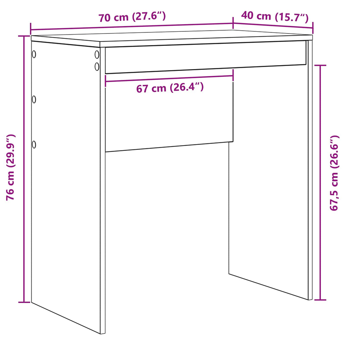 Desk White 70 x 40 x 76 cm