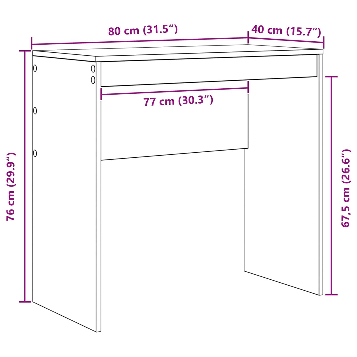 Desk White 80 x 40 x 76 cm