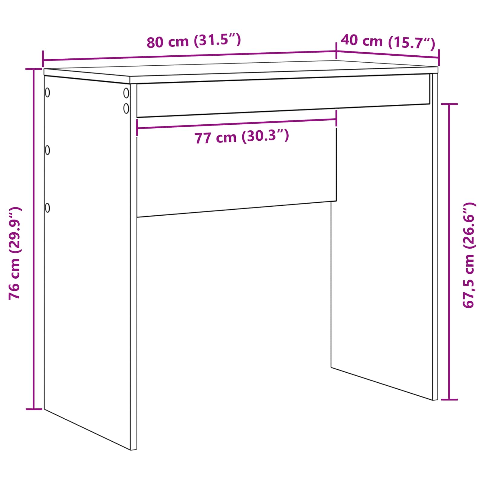 Desk White 80 x 40 x 76 cm
