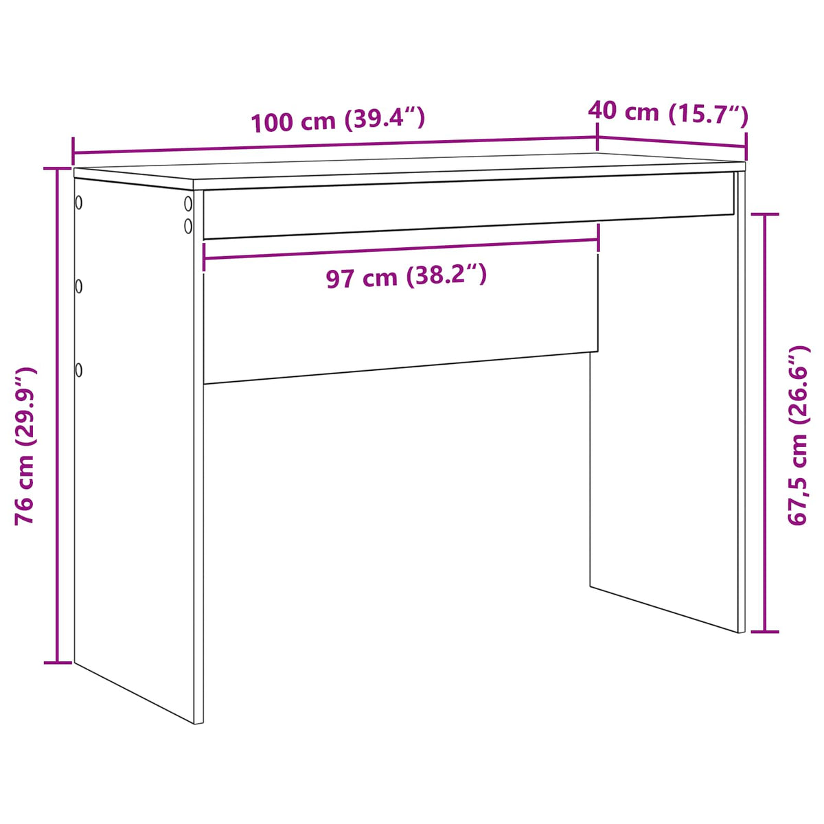 Desk White 100 x 40 x 76 cm