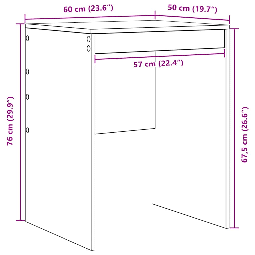 Desk White 60 x 50 x 76 cm