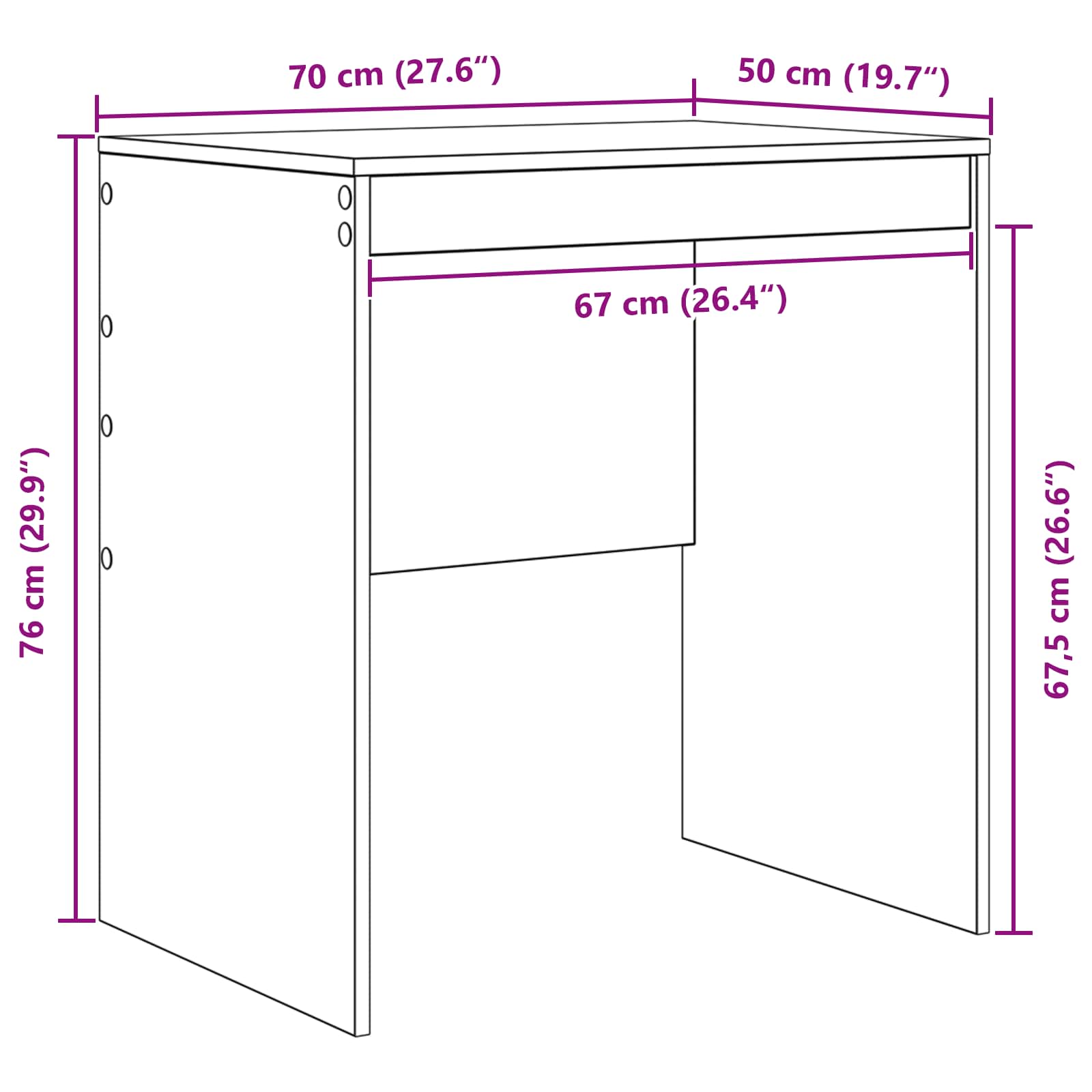 Desk White 70 x 50 x 76 cm