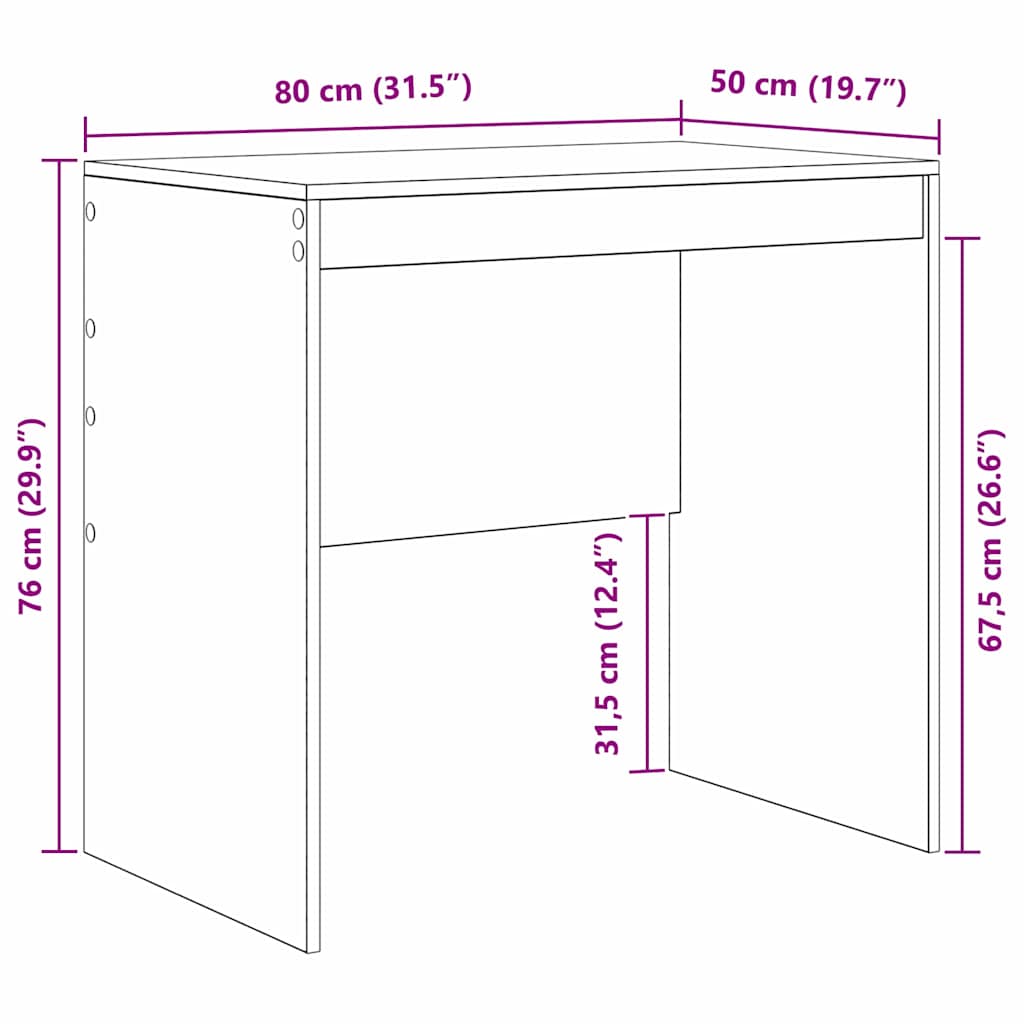 Desk White 80 x 50 x 76 cm Engineered wood