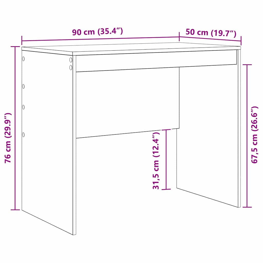 Desk White 90 x 50 x 76 cm Engineered wood