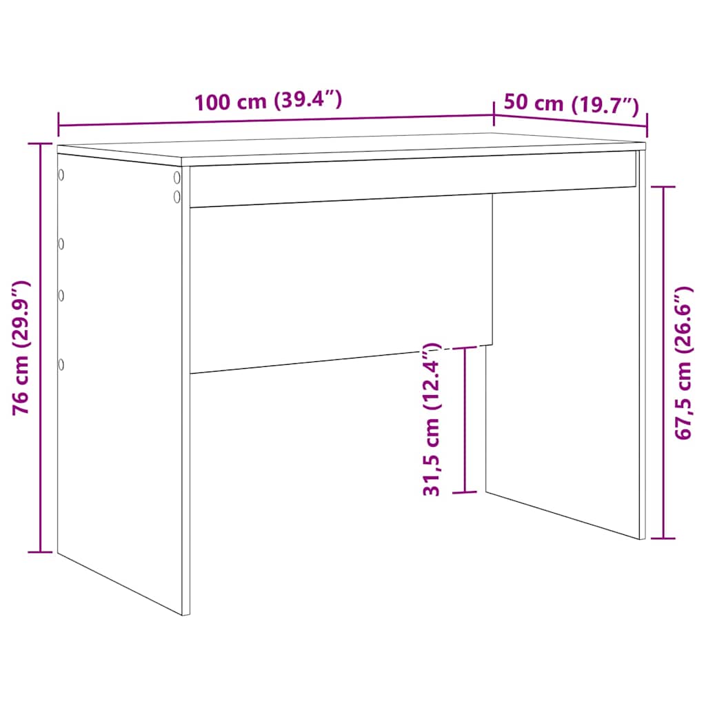 Desk White 100 x 50 x 76 cm