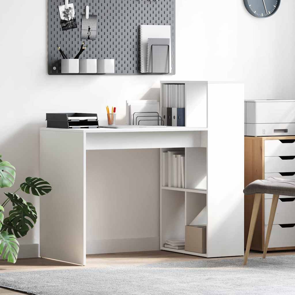 Desk with Shelf White 108 x 55 x 103.5 cm Engineered Wood