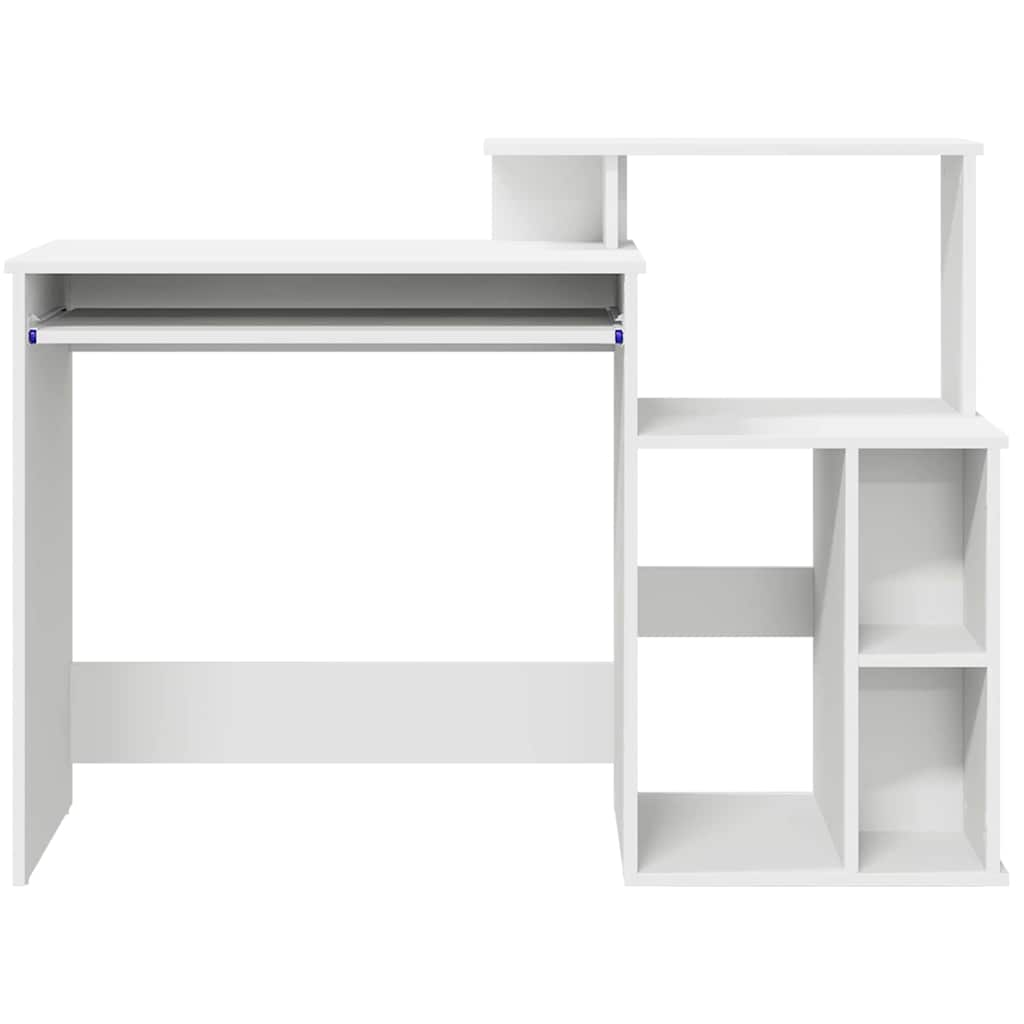 Desk with Storage White 120.5 x 44 x 88.5 cm Engineered Wood