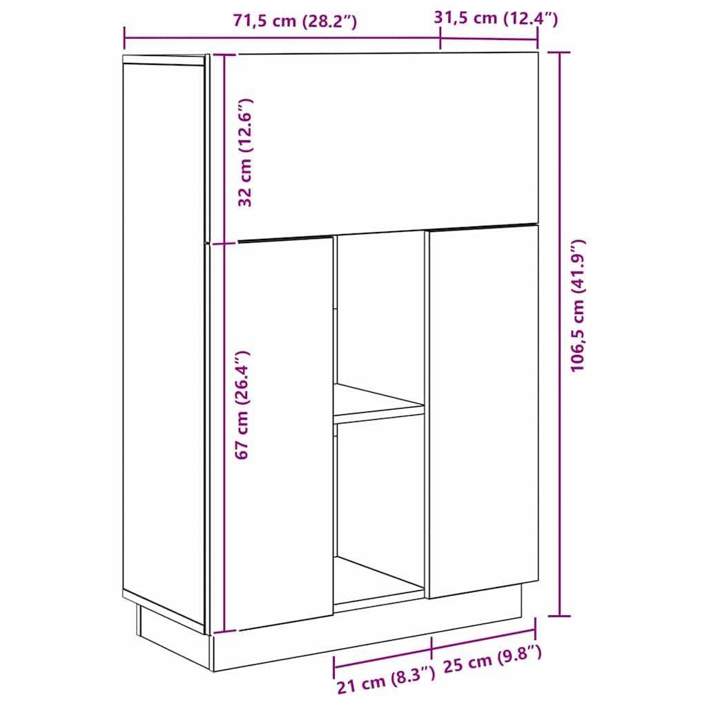 Desk with Shelf White 71.5 x 31.5 x 106.5 cm Engineered Wood