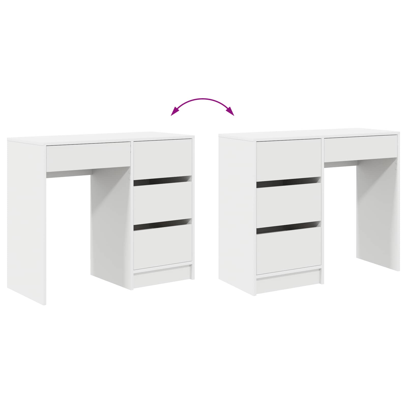 Desk White Engineered Wood 90 x 37.5 x 75 cm