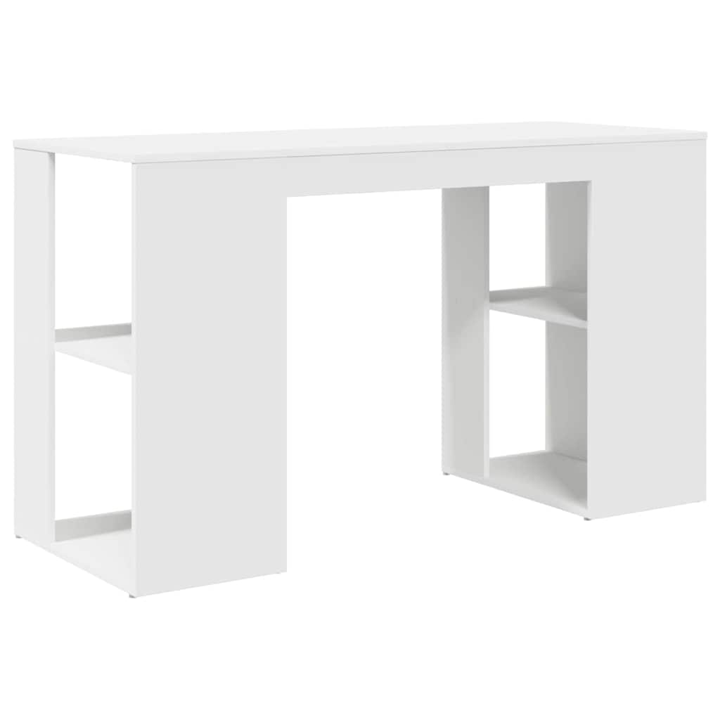 Desk with Shelf White 130 x 50.5 x 75 cm Engineered Wood