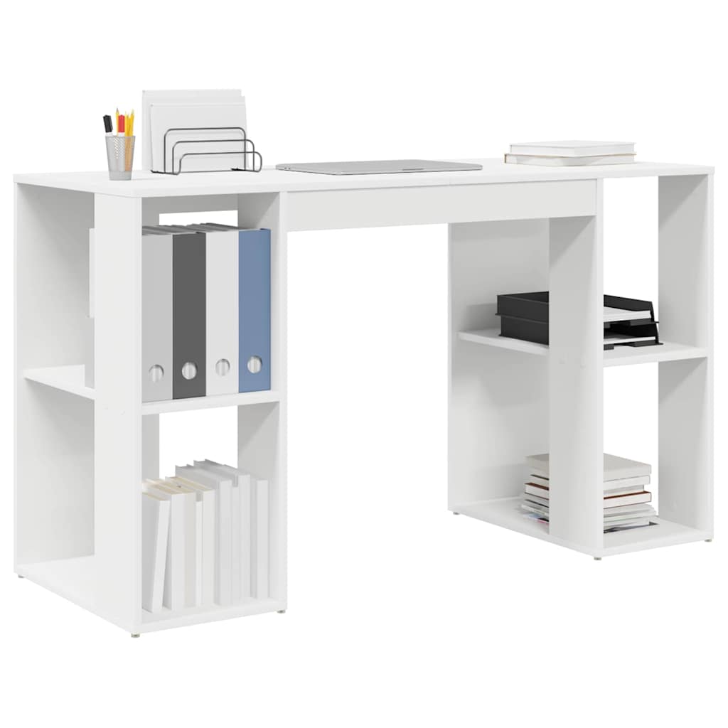 Desk with Shelf White 130 x 50.5 x 75 cm Engineered Wood