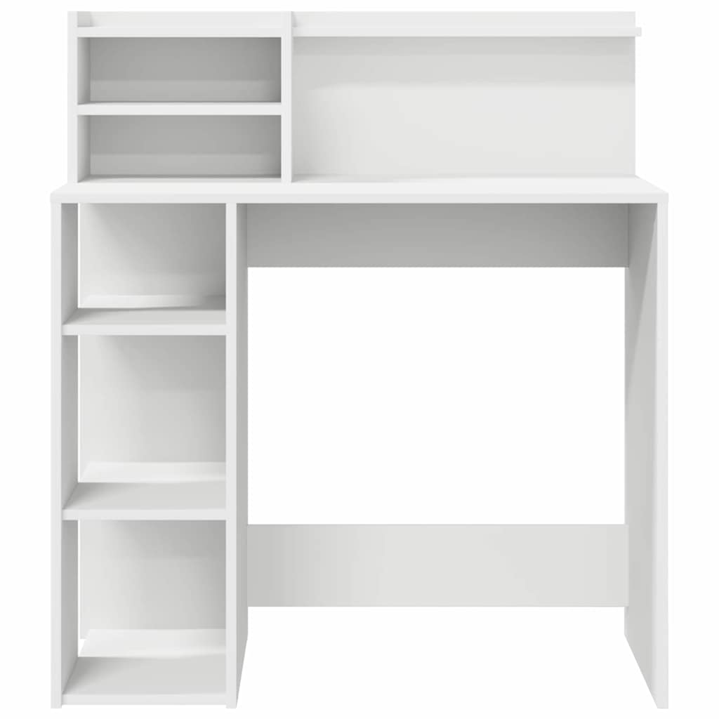 Desk with Shelf White 90 x 48 x 101,5 cm Engineered Wood