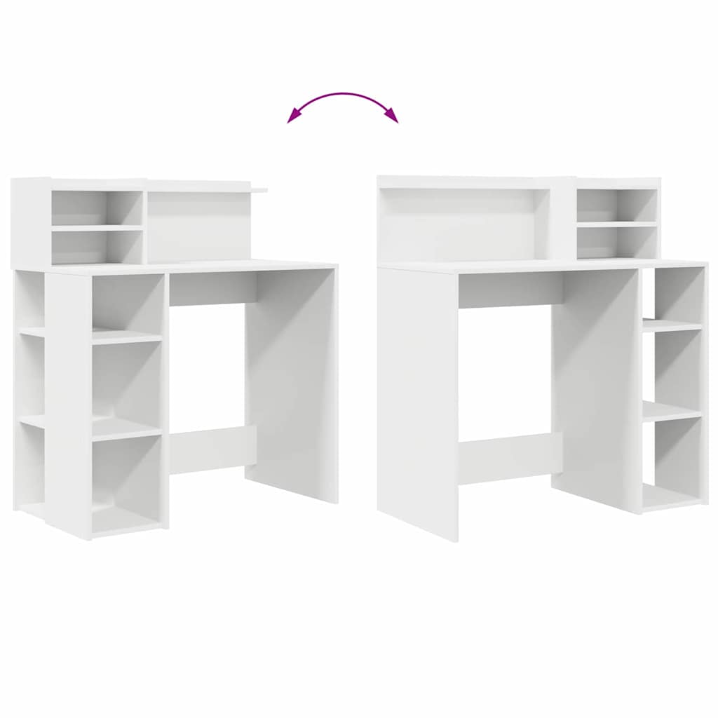 Desk with Shelf White 90 x 48 x 101,5 cm Engineered Wood