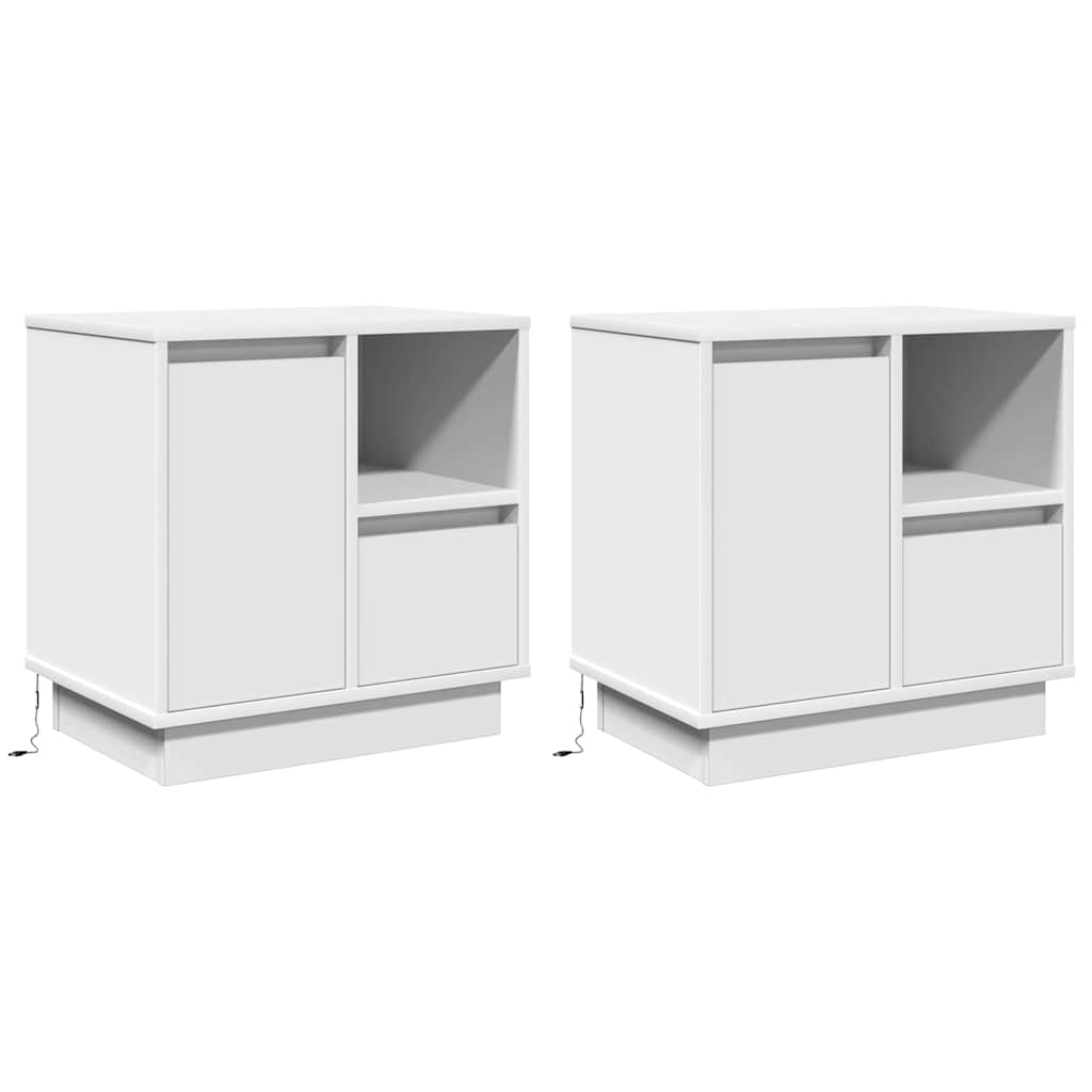 Bedside Cabinet 2 pcs White 50 x 34,5 x 50 cm. Engineered wood