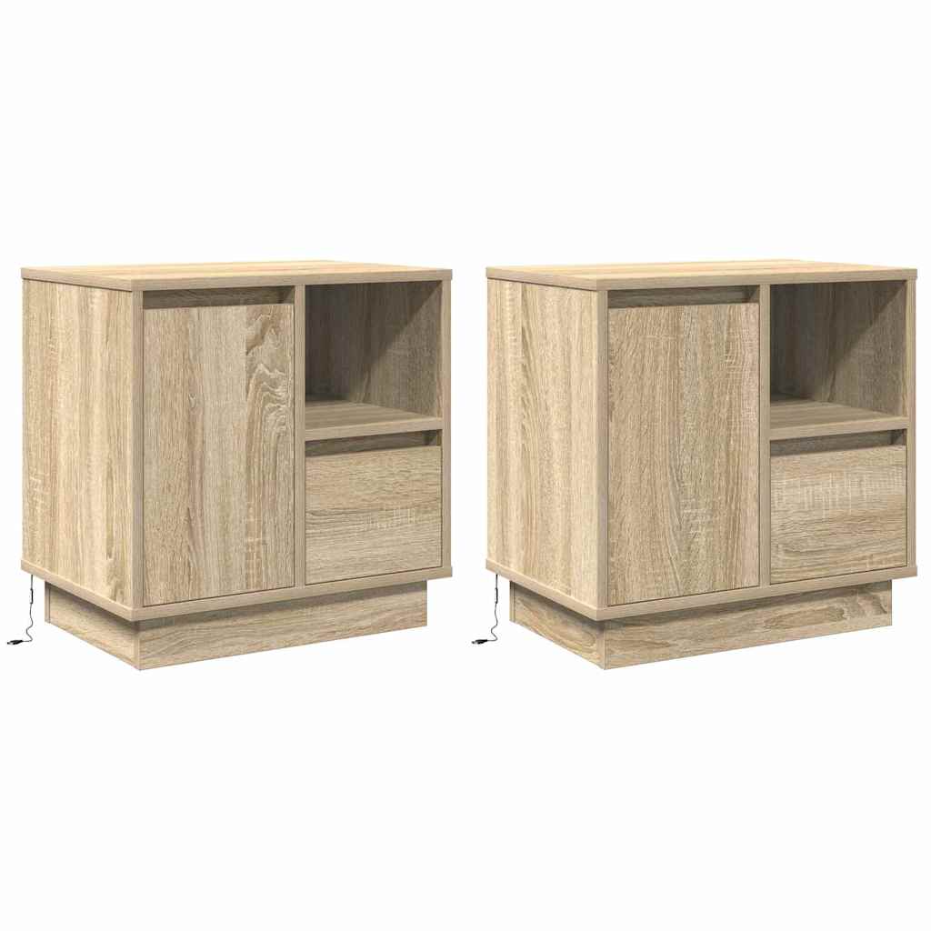 Bedside Cabinet with Drawer 2 pcs Sonoma Oak 50 x 34,5 x 50 cm.