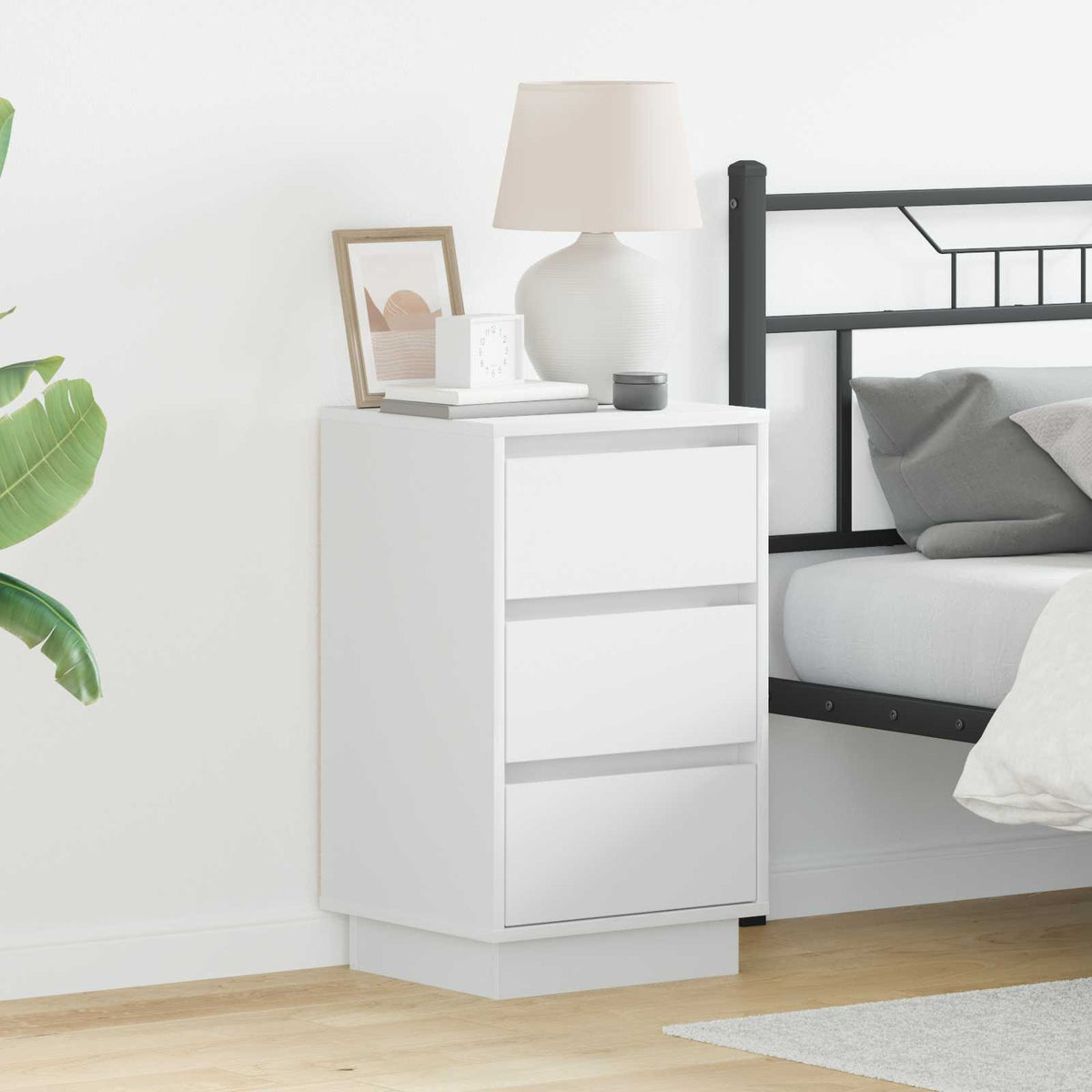 Bedside Cabinet White 39 x 34,5 x 65 cm Engineered wood