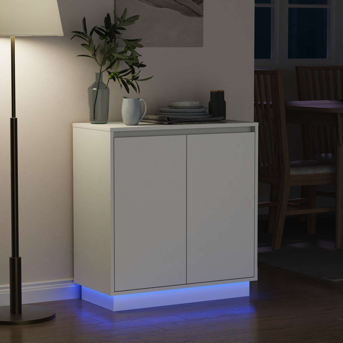 LED Sideboard for White 71 x 34,5 x 75 cm Engineered Wood