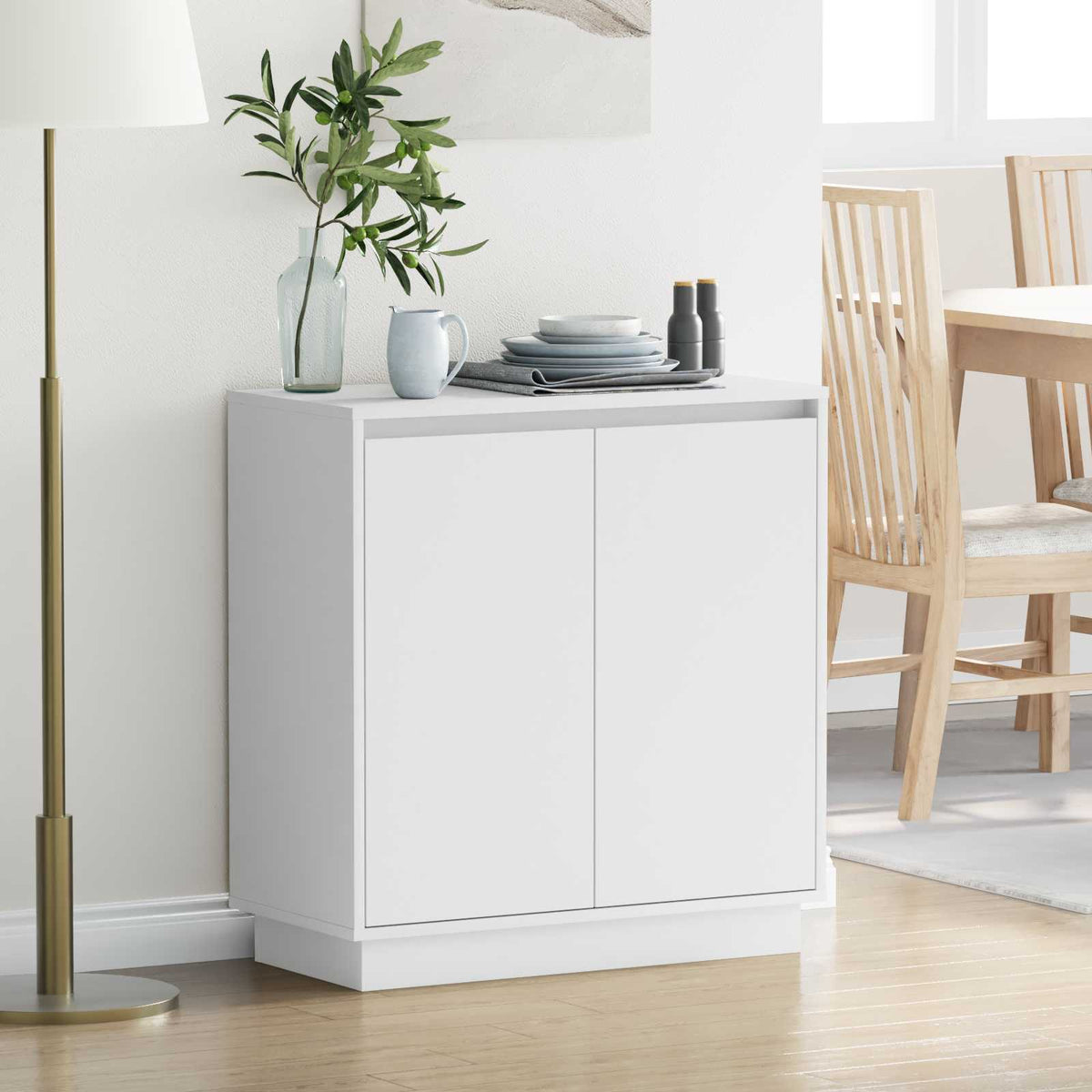 LED Sideboard for White 71 x 34,5 x 75 cm Engineered Wood