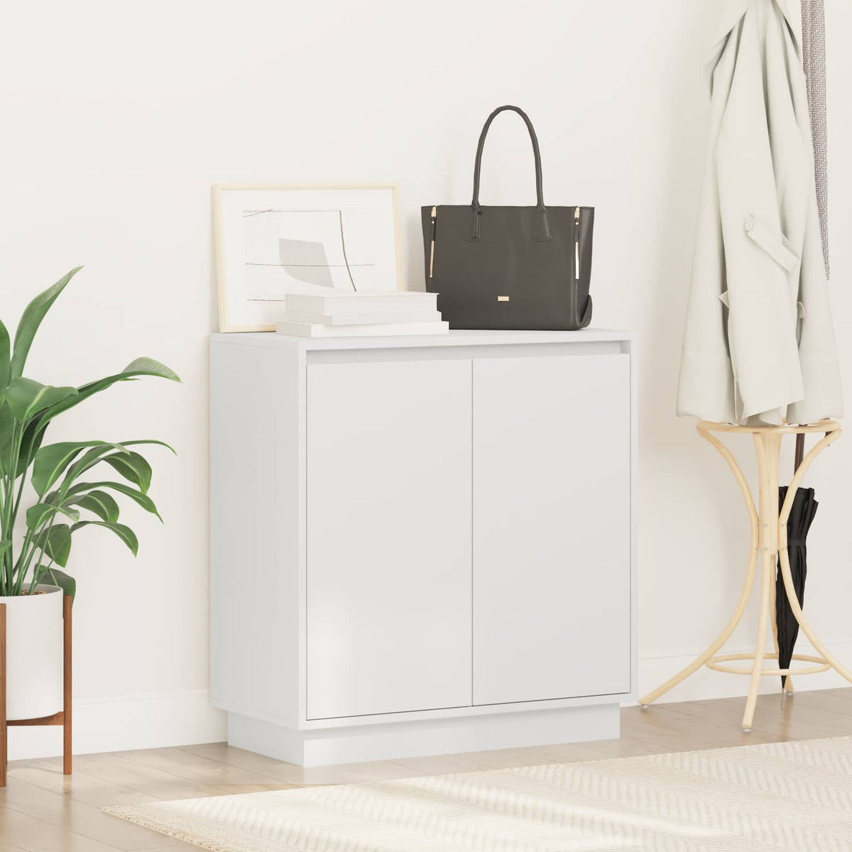LED Sideboard for White 71 x 34,5 x 75 cm Engineered Wood