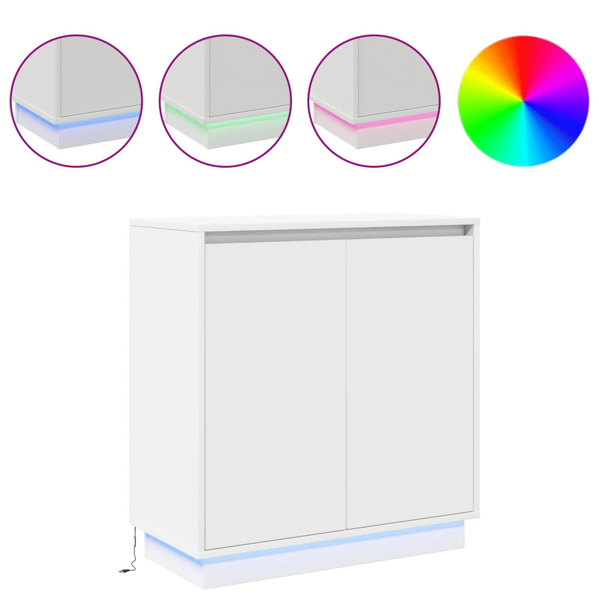 LED Sideboard for White 71 x 34,5 x 75 cm Engineered Wood