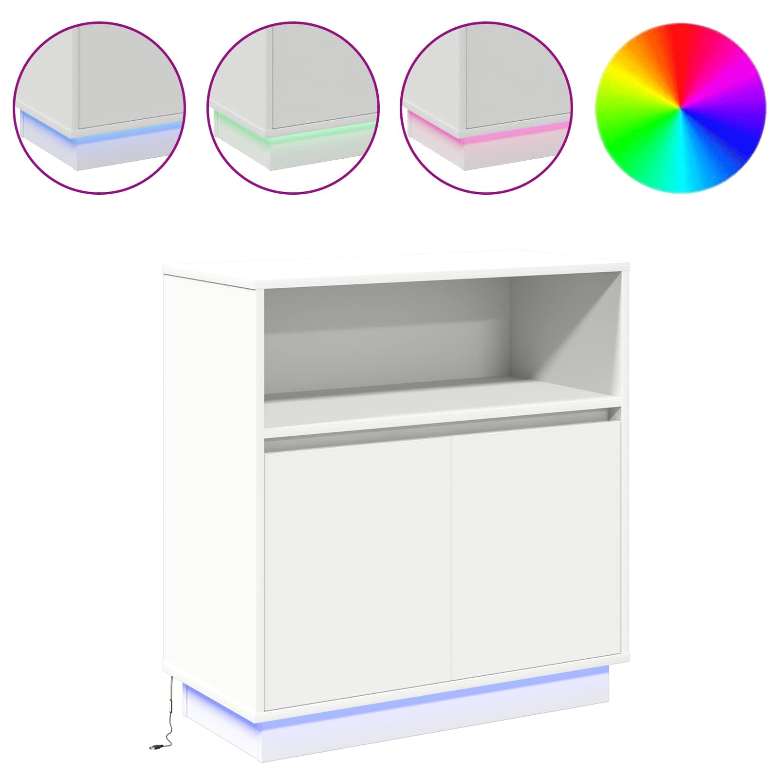 LED Sideboard White 71 x 34,5 x 75 cm Engineered Wood