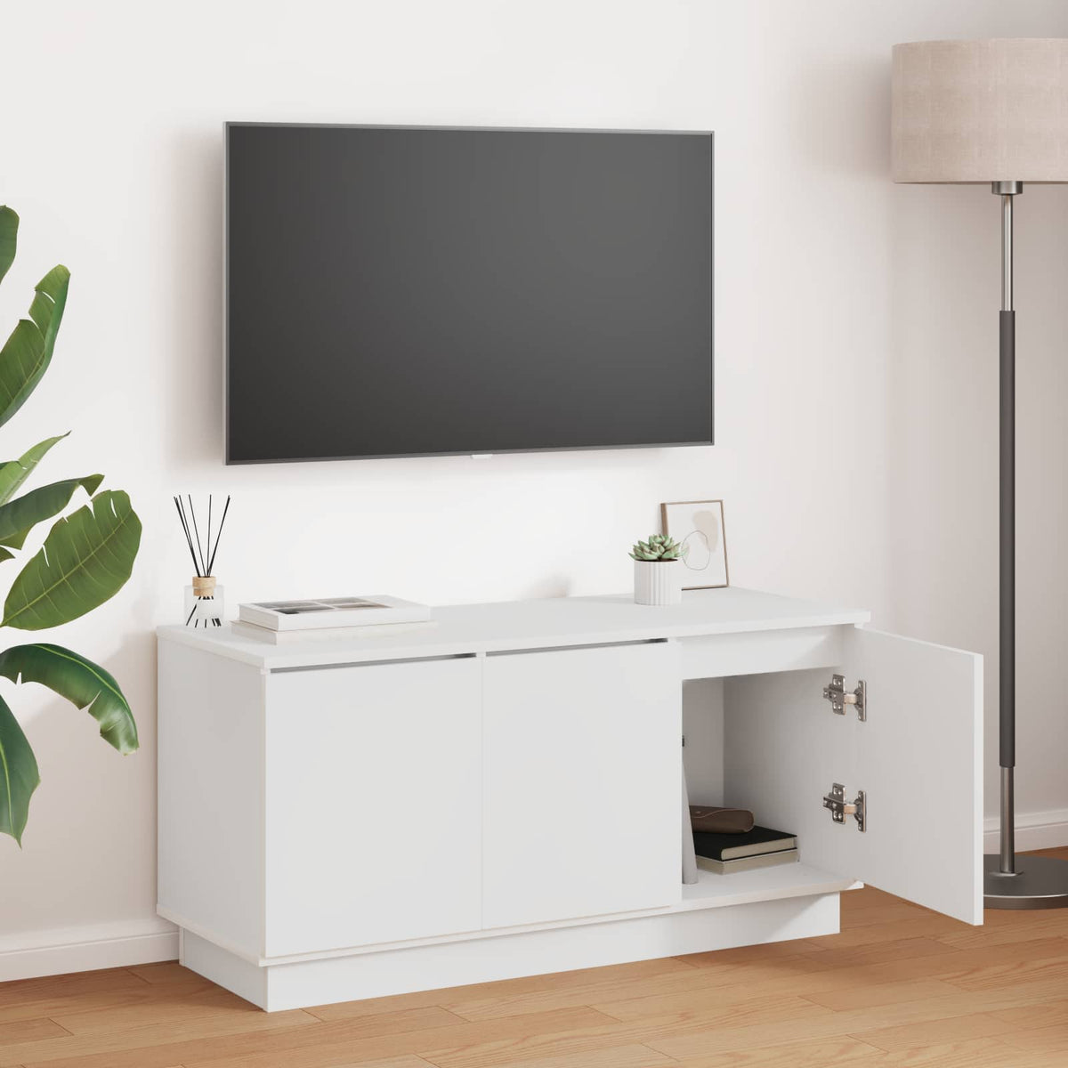 TV Cabinet 100 x 38 x 49 cm White Engineered Wood