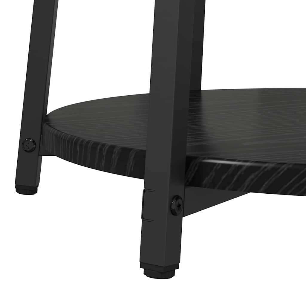 Side Table Set with Shelf 2 pcs Black Oak