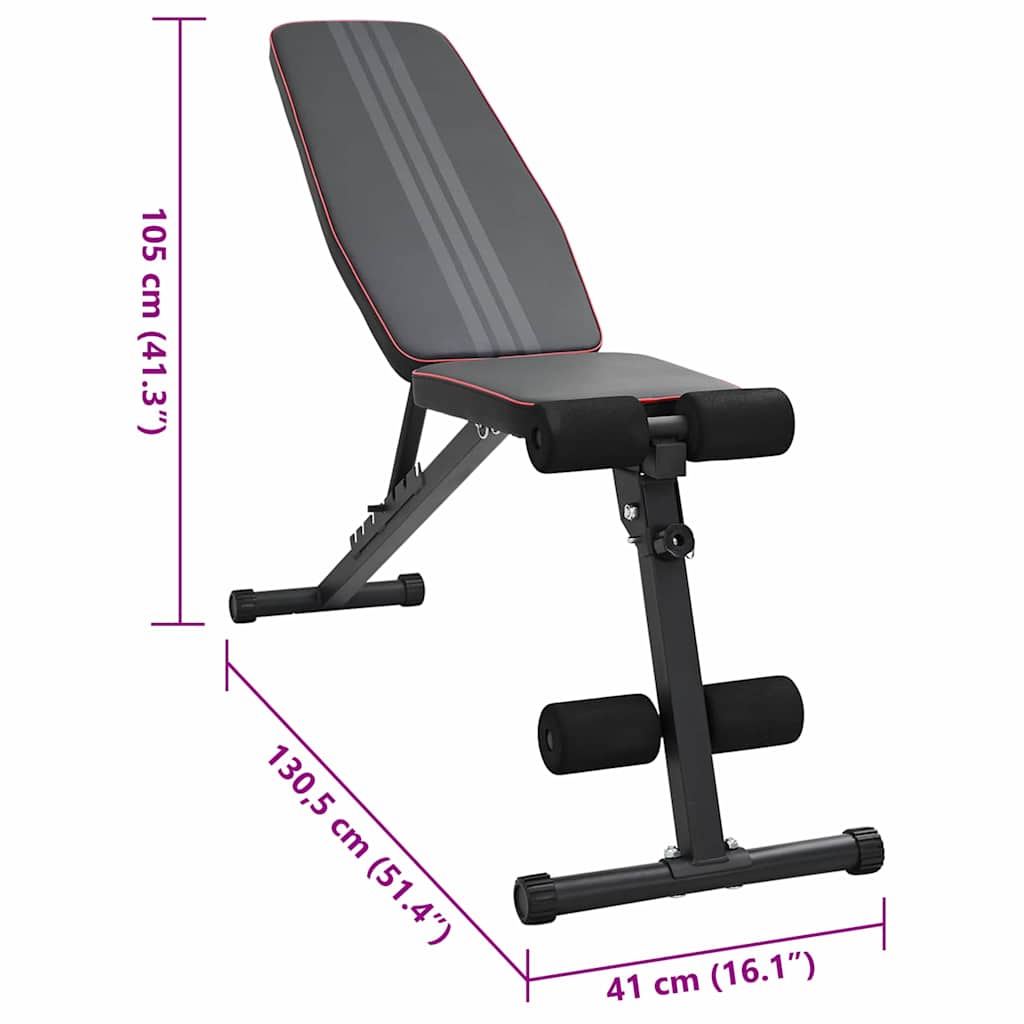 Weight Bench Manual Black 131 x 41 x 110 cm Powder-Coated Steel