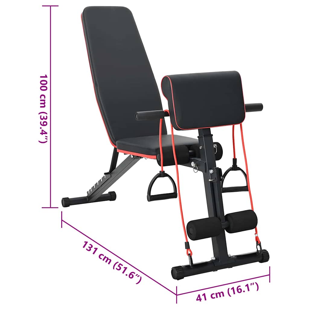 Weight Bench Manual Black 131 x 41 x 100 cm Powder-Coated Steel