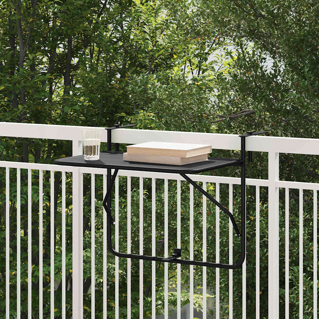 Hanging Balcony Table Folding Black 60 x 39 x 65 cm Steel