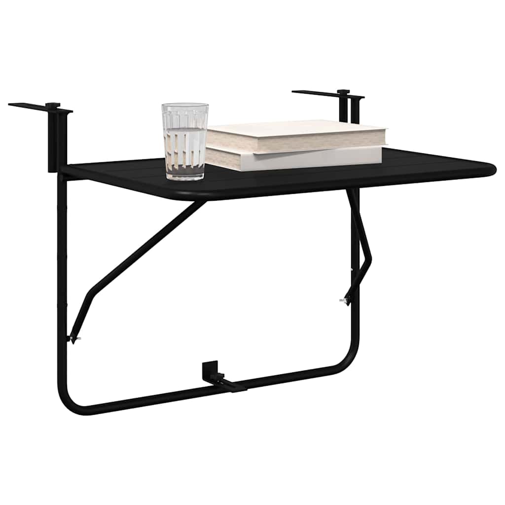 Hanging Balcony Table Folding Black 60 x 39 x 65 cm Steel
