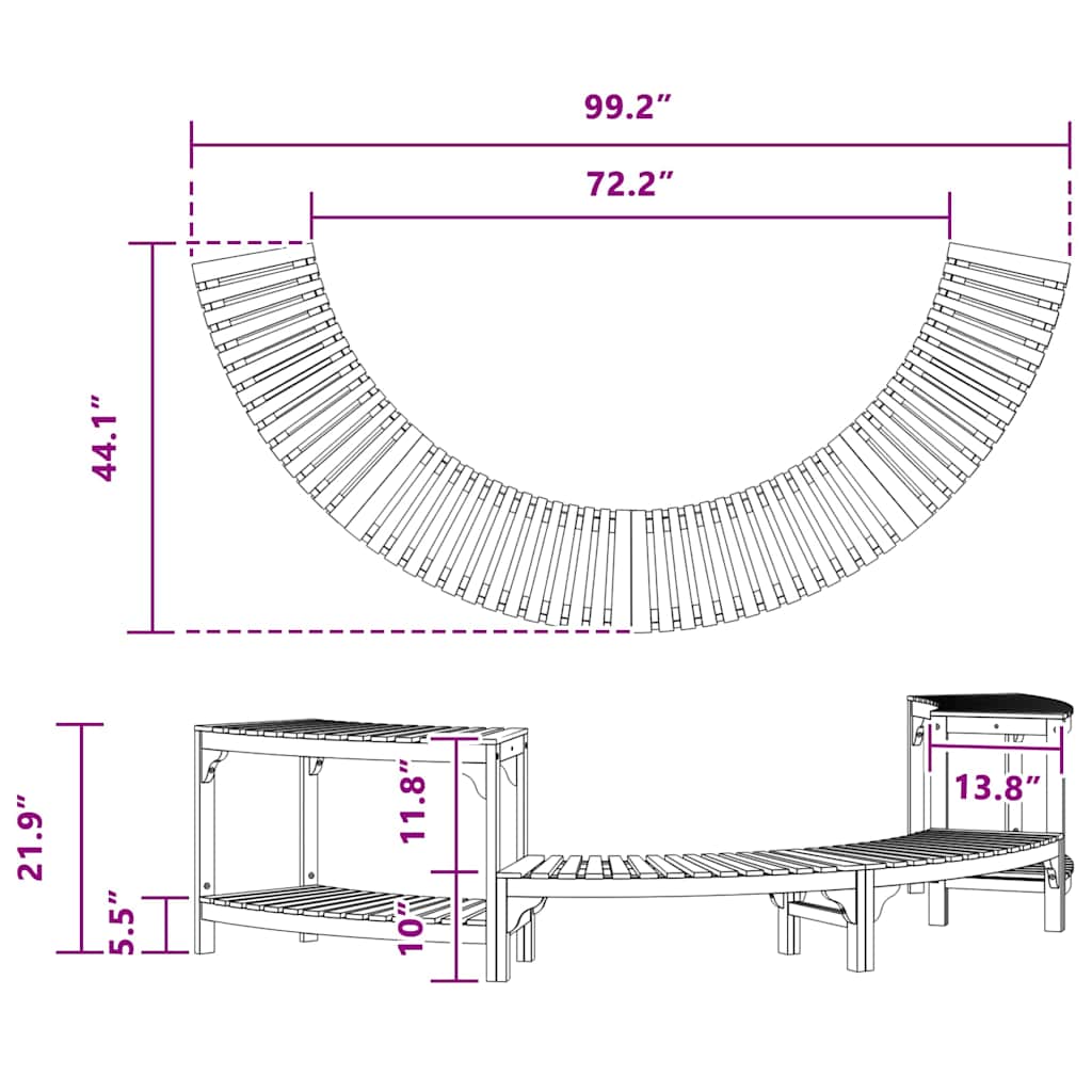 Hot Tub Surround Half-Round Brown 252 x 112 x 55,5 cm
